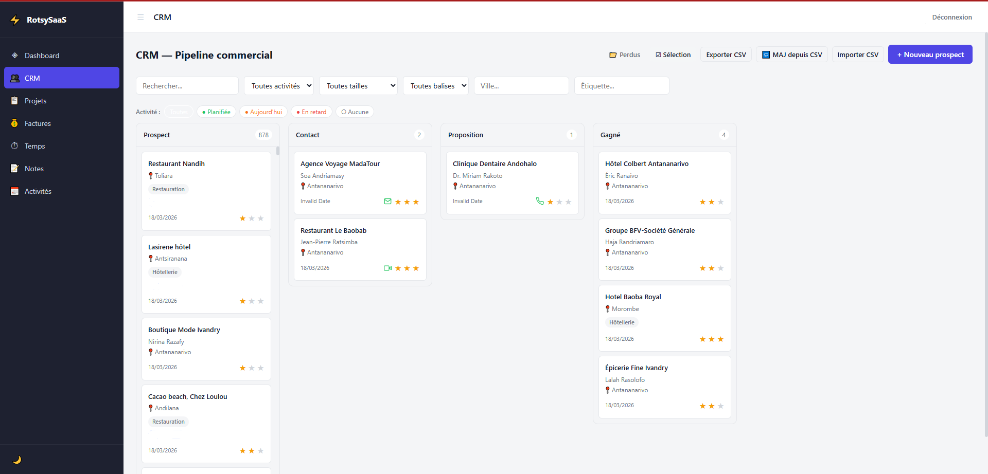 CRM - Pipeline commercial